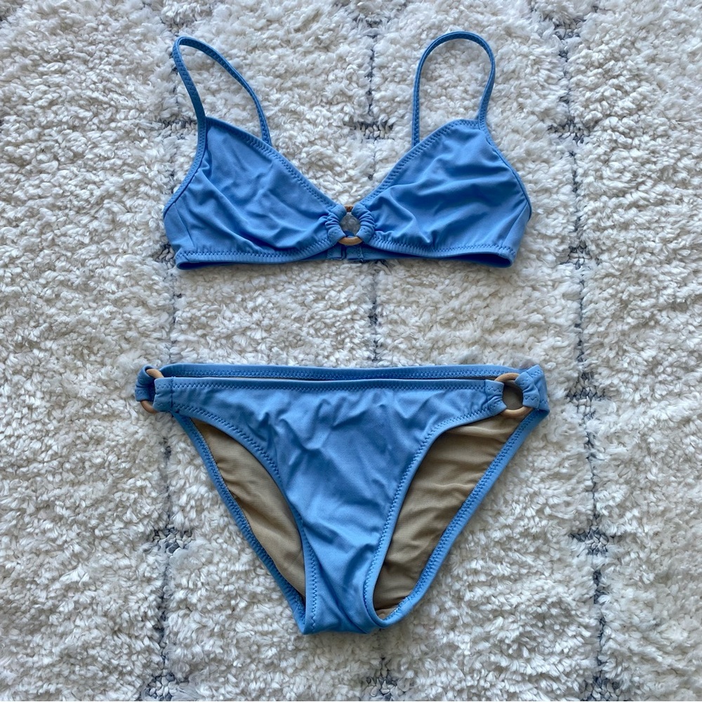 J Crew O-ring baby blue swimsuit size XS